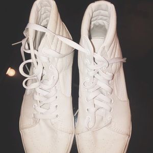 High top old school vans white